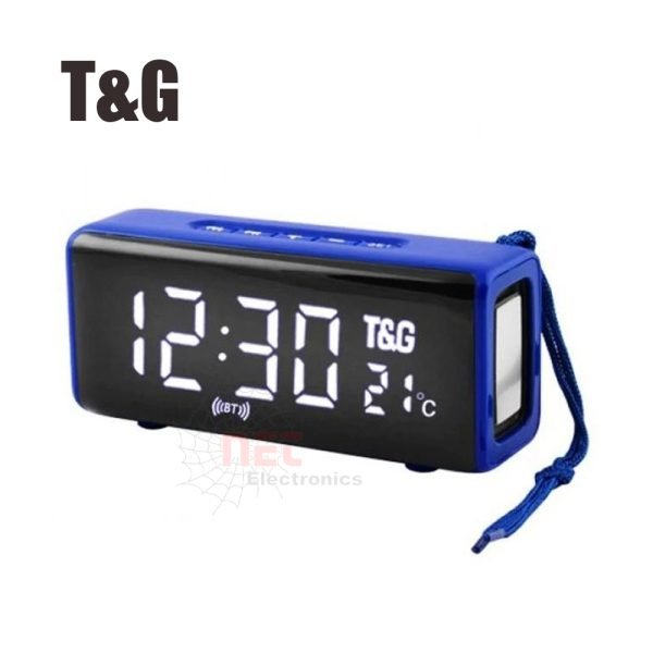 اسبيكر بلوتوث ومنبه ساعة رقمية TG-174 مع تصميم عصري وشاشة واضحة وصوت عالي الجودة.Bluetooth Speaker and Digital Alarm Clock TG-174 with modern design, clear display, and high-quality sound.