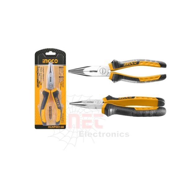 بنسة ببوز 6 بوصة INGCO عالية الجودة بتصميم أنف طويل للأعمال الكهربائية والصيانة الدقيقةINGCO 6 Inch Long Nose Pliers high quality needle nose pliers for electrical work and precision repair tasks