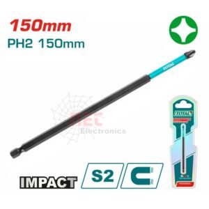 بنطة مفك صليبة TOTAL 150 مم TACIM71PH2150 أصلية عالية الجودة للاستخدام الاحترافي والمهني**TOTAL PH2 Screwdriver Bit 150mm TACIM71PH2150 – High-quality professional crosshead bit for power tools