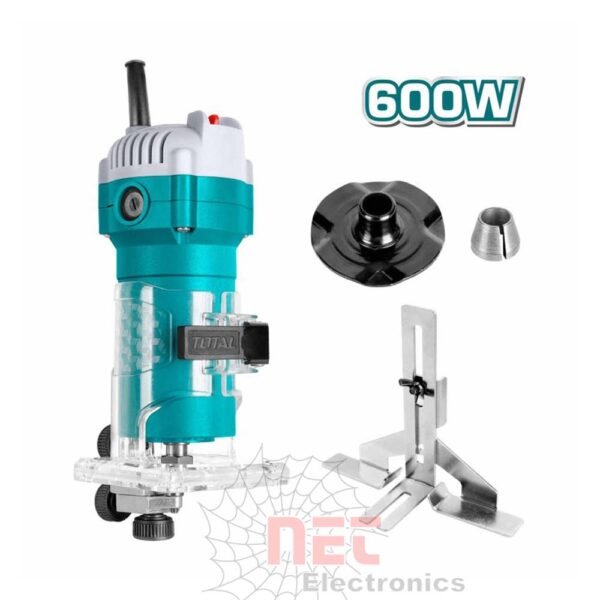 راوتر توتال 6 مم 600 وات هيفي ديوتي لتشكيل الخشب وأعمال النجارة الاحترافيةTOTAL 6mm 600W Heavy Duty Wood Router for professional woodworking and shaping