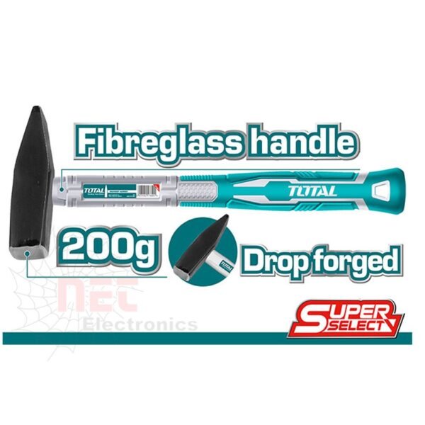 صورة شاكوش بناريج 200 جرام يد فيبر TOTAL مع قبضة مريحة وتصميم متينImage of TOTAL 200 Gram Fiberglass Handle Claw Hammer with ergonomic grip and durable design