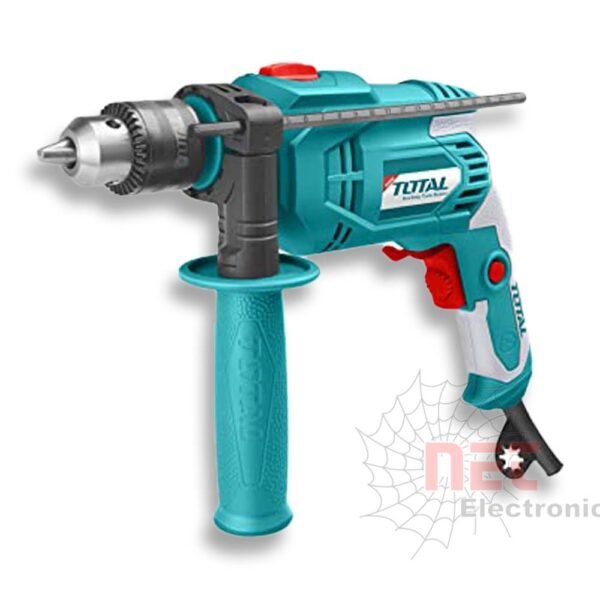 "شنيور توتال 13 مم 750 وات TOTAL مع مقبض مريح وأداء عالي""Total 13mm 750W drill with ergonomic handle and high performance"