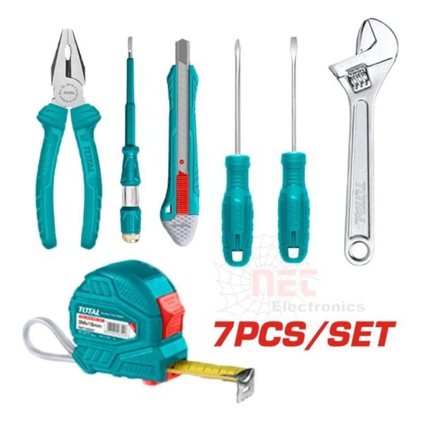 طقم عدة 7 قطع TOTAL عالي الجودة للاستخدام المنزلي والميكانيكيTOTAL 7-Piece Tool Set for home and mechanical use