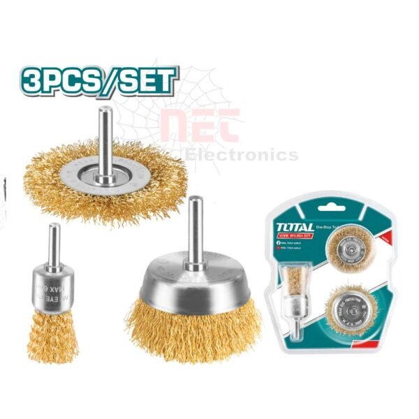 "طقم فرش 3 قطع TOTAL لتنظيف الأدوات اليدوية بجودة عالية وأداء ممتاز""TOTAL 3-piece brush set for hand tool cleaning with high quality and excellent performance"
