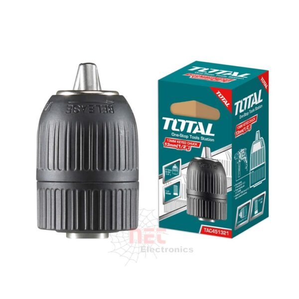 ظرف شنيور 13 ملم توتال TAC451321 اتوماتيك 1/2 بوصة – جودة عالية وسهولة في الاستخدام من TOTALTOTAL 13mm Automatic Drill Chuck TAC451321 – High-quality 1/2 inch keyless chuck for professional drilling performance