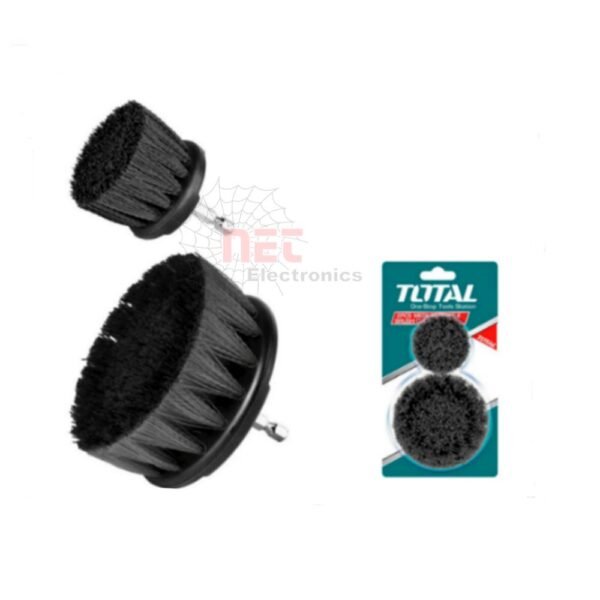 فرشة غسيل شنيور TOTAL نيلون صلبة لتنظيف الأسطح بعمق – 2 قطعة موديل TACH1235**TOTAL Drill Cleaning Brush – Hard Nylon Round Brush Set for Deep Surface Cleaning, 2 Pieces – Model TACH1235