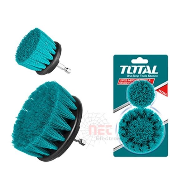 فرشة غسيل دائرية نيلون شنيور TOTAL TACM2235 لتنظيف الأسطح والسيارات بدقة وسهولةTOTAL Nylon Round Drill Cleaning Brush TACM2235 for precise and easy surface and car cleaning