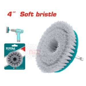 فرشة غسيل ناعمة 4 بوصة لشنيور TOTAL باللون الرمادي لتنظيف فعال وسريع لجميع الأسطحTOTAL 4-inch soft nylon washing brush for drill in gray for fast and effective surface cleaning