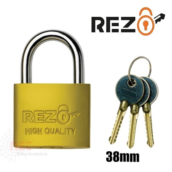 قفل زومبة 38 ملم REZO 1.5 بوصة مفتاح نجمة معدني متين للأبوابREZO 38mm Zumma Lock 1.5 Inch with Star Key – Heavy-duty metal lock for doors