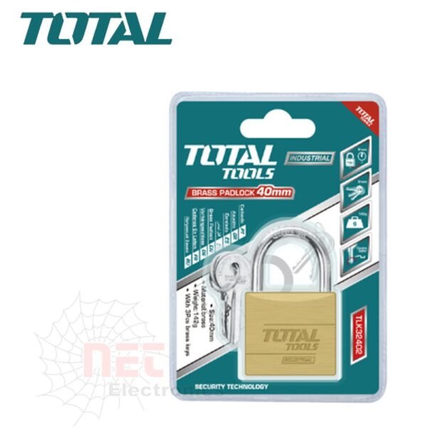 "قفل نحاس 40 ملم TOTAL بجودة عالية وتصميم متين""High-quality 40mm TOTAL brass lock with durable design"