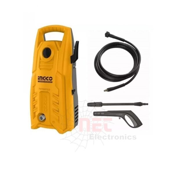 ماكينة غسيل ضغط عالي INGCO 1400 واط HPWR14008 لتنظيف السيارات والأرضيات بقوة ضغط مياه عاليةINGCO 1400W high pressure washer HPWR14008 for car and outdoor cleaning with powerful water pressure