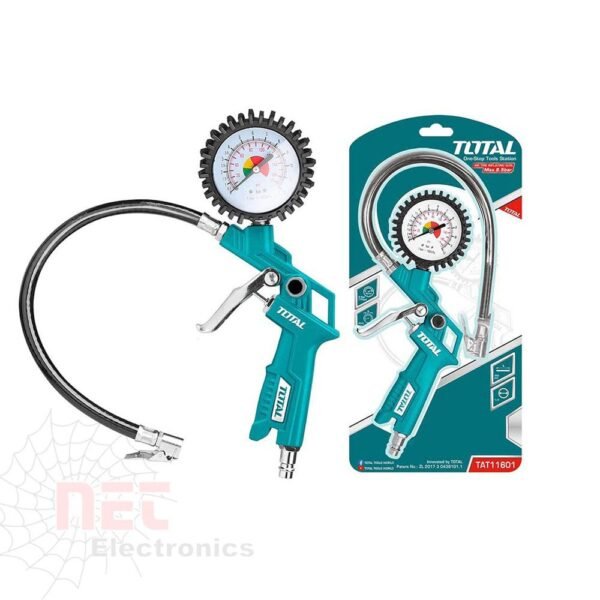 مسدس هواء TOTAL 120 بار مع اكسسوارات لتنظيف المعدات والورش الصناعيةTOTAL air blow gun 120 bar with accessories for workshop and industrial cleaning