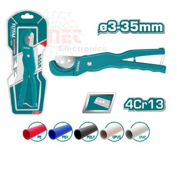 مقص بولي 1 بوصة TOTAL لقطع أنابيب البولي بدقة وكفاءة.1 Inch Poly Pipe Cutter TOTAL for precise and efficient polyethylene pipe cutting.