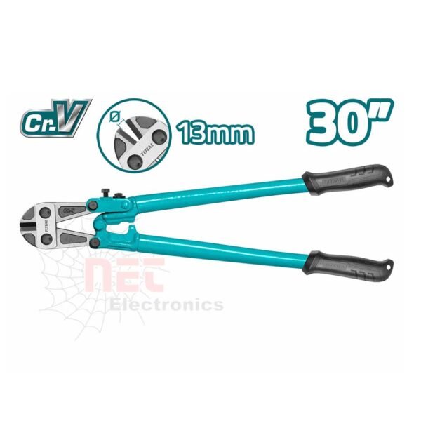 مقص حديد تسليح 30 بوصة TOTAL مع مقبض مريح ومتين لقص الحديد بسهولة ودقة.30-inch TOTAL rebar cutting shears with ergonomic and durable handle for easy and precise metal cutting.