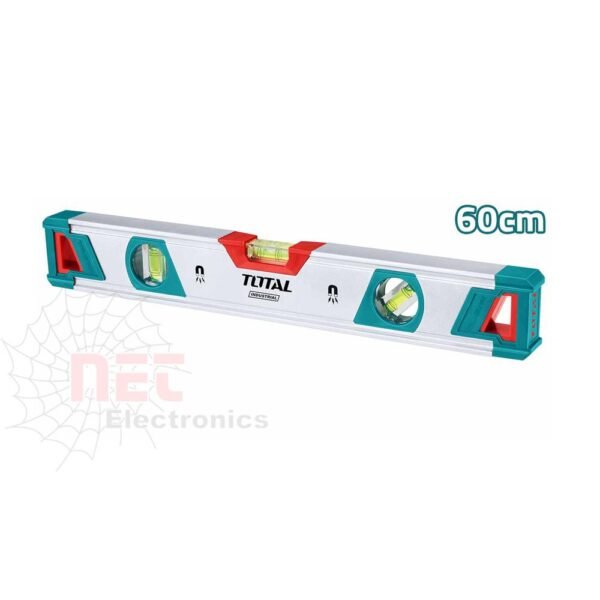 ميزان مياه 60 سم ممغنط TOTAL مع ثلاث عين لقياس دقيق على الأسطح المعدنيةTOTAL 60 cm Magnetic Spirit Level with three vials for accurate measurement on metal surfaces