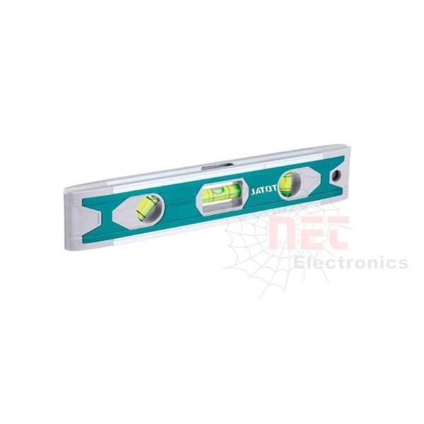 ميزان مياه ممغنط 23 سم 3 عين 1.5 ملم TOTAL على سطح معدنيMagnetic spirit level 23 cm 3 vials 1.5 mm TOTAL on metal surface