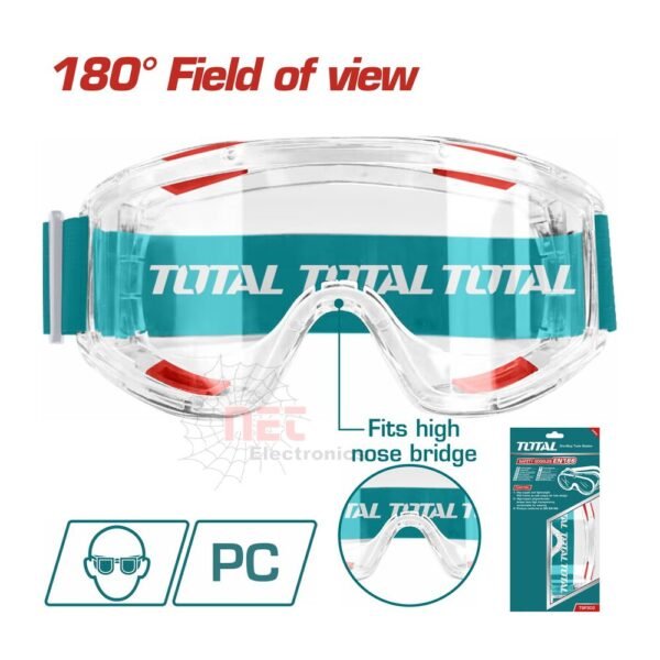 نظارة واقية مهنية TOTAL موديل TSP309 للحماية من الغبار والصدماتTOTAL Professional Safety Glasses TSP309 for dust and impact protection