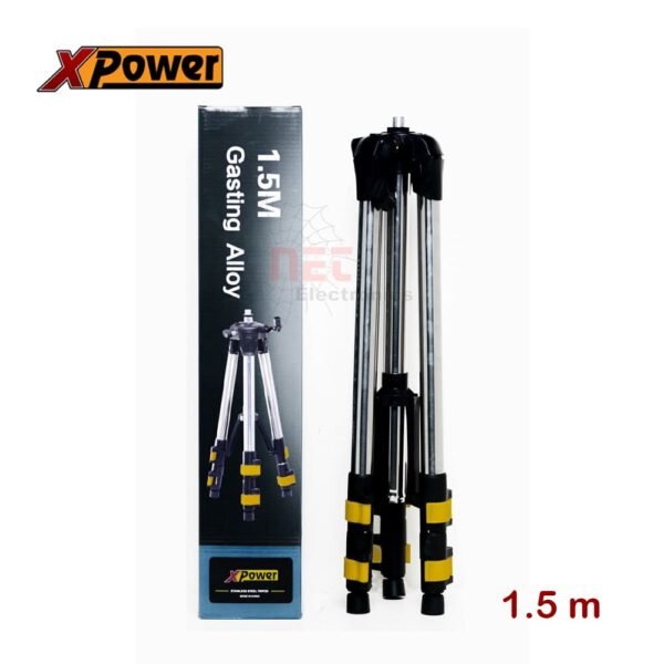 حامل ميزان ليزر XPOWER استانلس 1.5 متر ثلاثي القوائم لضبط موازين الليزر بدقة عاليةXPOWER Laser Level Tripod 1.5m stainless steel stand for precise and stable laser leveling