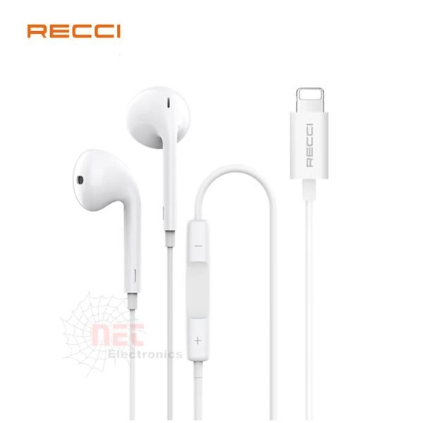 صورة هيدفون RECCI AIRPHONE LIGHTNING مع سوكت لايتنينج مباشر بتصميم عصري وجودة صوت عاليةImage of RECCI AIRPHONE LIGHTNING headphones with direct Lightning socket, featuring modern design and high-quality sound