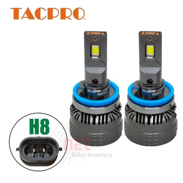 طقم لمبة ليد سيارة بفيشة H8 TACPRO بإضاءة بيضاء قوية وعالية الجودةTACPRO H8 LED car bulb set with bright, high-quality white lighting