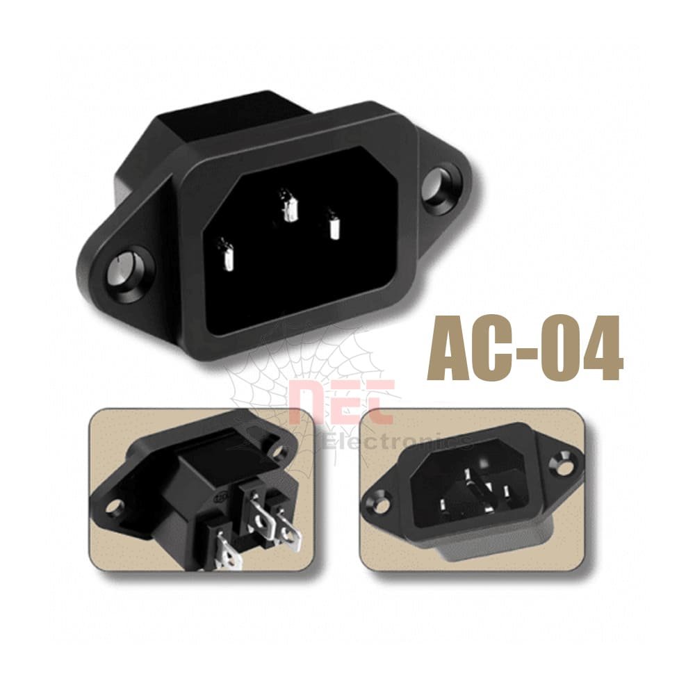 نتاية كابل باور على البوردة AC power socket AC-04 "نتاية كابل باور على البوردة AC power socket AC-04 بجودة عالية وتصميم متين لتوصيل التيار الكهربائي بأمان.""AC power socket AC-04 cable connector with high quality and durable design for safe electrical current connection."