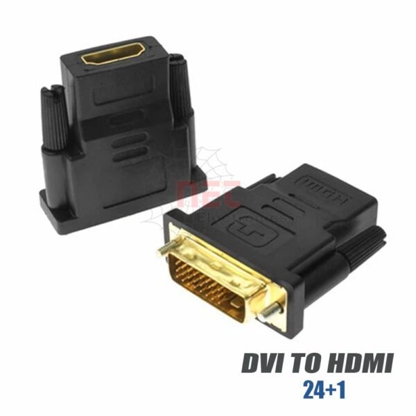 محول DVI إلى HDMI 19+1 لتوصيل الكمبيوتر أو كرت الشاشة بشاشات HDMI بجودة عرض عاليةDVI to HDMI 19+1 converter for connecting a computer or graphics card to HDMI displays with high-quality video