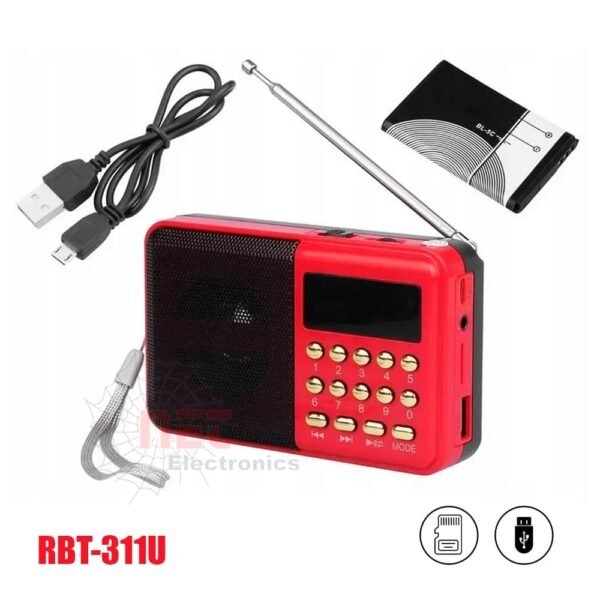 راديو فلاشة ROBOT RBT-311U مع دعم فلاشة USB وكرت ميموري لتشغيل الموسيقى في المنزل أو السيارةROBOT RBT-311U Flash Radio with USB flash and memory card support for music playback at home or in the car