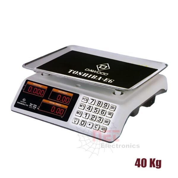 ميزان سوبر ماركت 40 كيلو ديجيتال TOSHIBA ميزان إلكتروني تجاري دقيق للمحلات والسوبر ماركت40kg Digital Supermarket Scale TOSHIBA electronic commercial weighing scale for retail stores and supermarkets