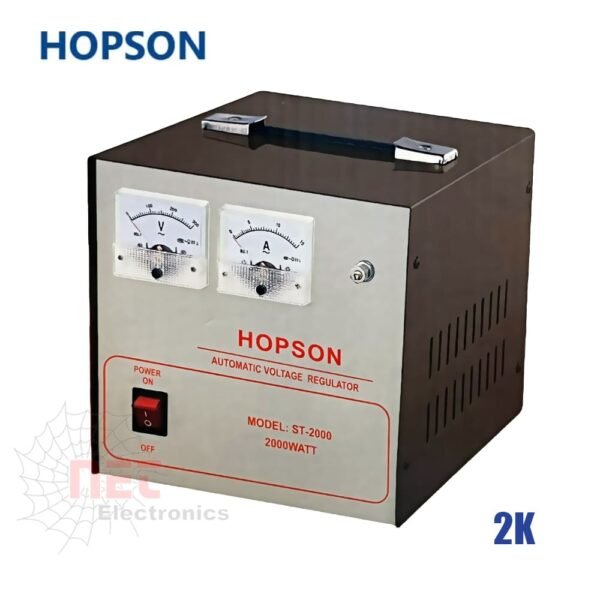 استبليزر كهرباء 2 كيلو HOPSON ST-2000 مثبت جهد كهربائي لتنظيم التيار وحماية الأجهزة المنزلية من تقلبات الكهرباءHOPSON ST-2000 2K Voltage Stabilizer electric power regulator for protecting home appliances from voltage fluctuations