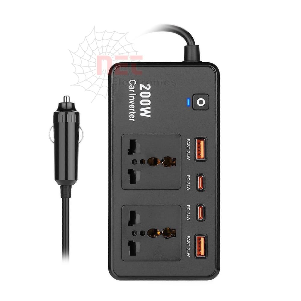 كار انفرتر 200W POWER Car INVERTER 12To220 كار انفرتر 200 وات 12 فولت إلى 220 فولت POWER Car INVERTER لتشغيل الأجهزة الكهربائية داخل السيارةPOWER Car Inverter 200W 12V to 220V for powering electronic devices inside the car