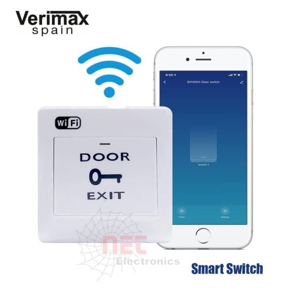 زرار خروج واي فاي لفتح الكالون DOOR EXIT Push Button WiFi لأنظمة التحكم بالدخول والأبواب الذكيةWiFi Door Exit Push Button for electric lock release and access control systems