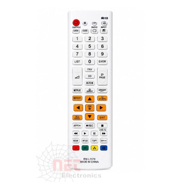 ريموت ال جي LG عاج برس ضد الكسر رقم 348 بديل أصلي متوافق مع شاشات LG بجودة عالية واستجابة سريعة.LG Anti-Break ABS Remote Control Model 348 compatible with LG TVs, high-quality replacement remote with fast response and durable design.