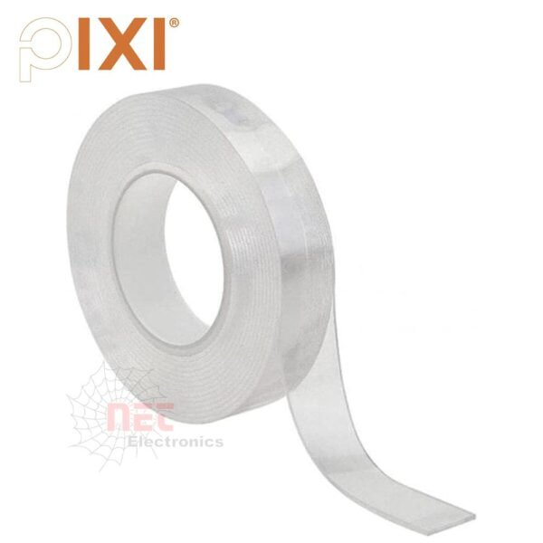 دبل فيس 1.8سم 3متر PIXI - رول دبل فيس 1.8سم 3متر PIXI شفاف وقوي للتثبيت المنزلي Transparent PIXI double sided tape roll 1.8cm by 3m for home fixing