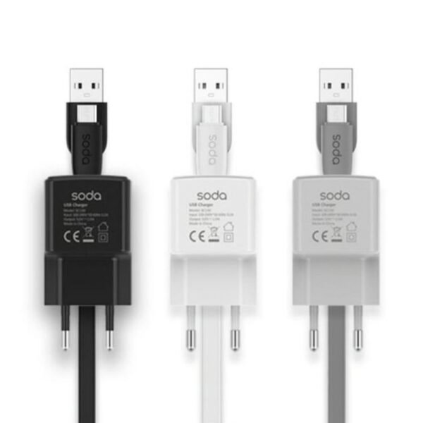 شاحن 1Aبالوصلة SODA - شاحن 1Aبالوصلة SODA الأصلي بلون أنيق Original SODA 1A Charger with Cable sleek design