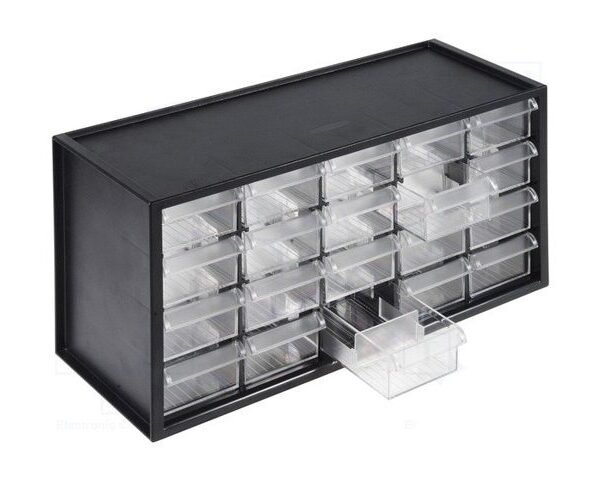 وحدة أدراج مكونات الكترونية 20 درج - وحدة أدراج مكونات الكترونية 20 درج لتنظيم الورش 20 drawer electronic components organizer on workbench