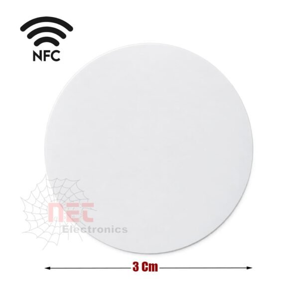 استيكر مدور سادة 3 سم NFC ANTI METAL للاستخدامات الذكية 3cm round blank NFC anti metal sticker for smart connectivity