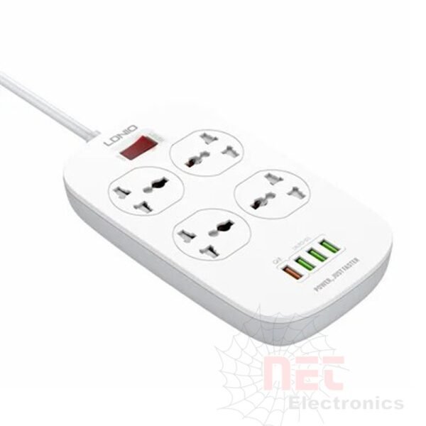 مشترك كهرباء 4 USB - مشترك كهرباء 4 USB مع 4 مخارج MK لدينيو الاصلي LDNIO SC4407 4 USB power strip with 4 MK outlets