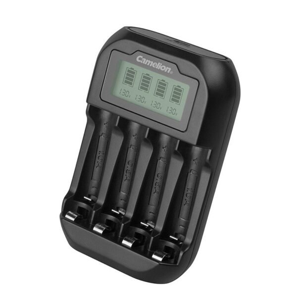 شاحن حجارة رباعي - شاحن حجارة رباعي مع أربع بطاريات شحن USB من كاميليون Camelion quad battery charger with 4 USB rechargeable batteries