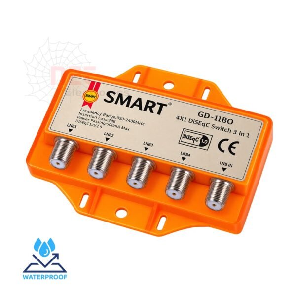 جهاز دايزك دش 4×1 سمارت مقاوم للماء لتجميع إشارات الأقمار الصناعية DiSEqC 4x1 SMART waterproof satellite switch device