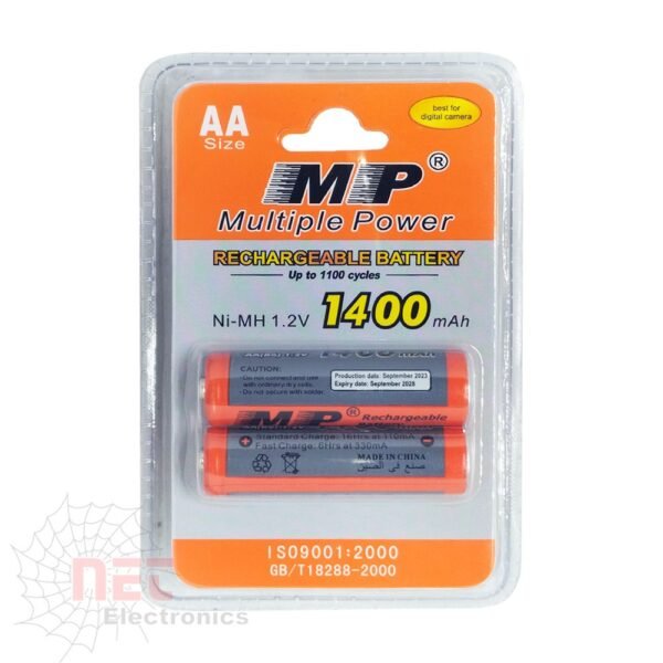 حجارة قلم شحن مقاس AA من MP - حجارة قلم شحن مقاس AA من ماركة MP عالية الجودة MP AA rechargeable batteries pack showing high performance