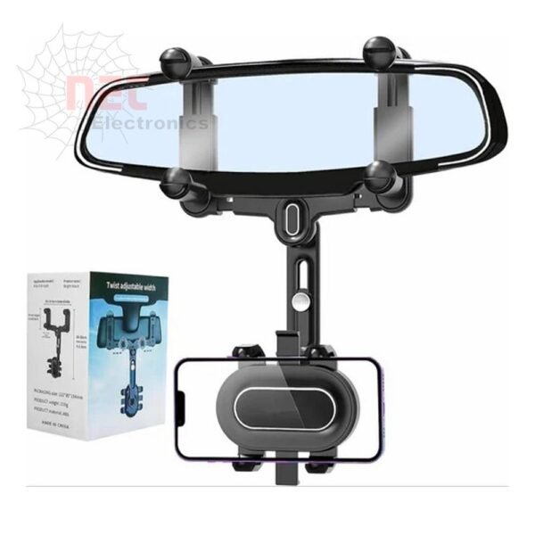 حامل موبايل مراية السيارة Easy To Hide - حامل موبايل مراية السيارة Easy To Hide مثبت على مرآة الرؤية الخلفية Easy To Hide Car Rearview Mirror Phone Mount attached to a car mirror