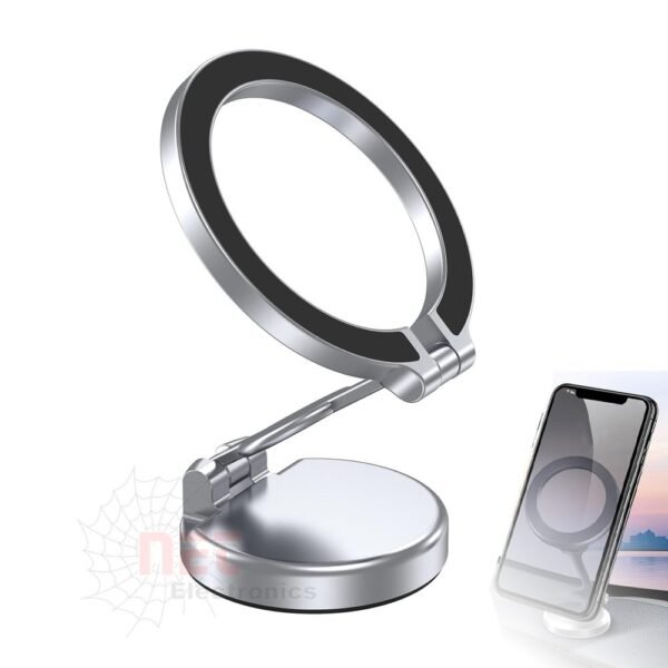 حامل موبايل مغناطيسي ماج سيف FOLD MAGNETIC MAG SAVE - حامل موبايل مغناطيسي ماج سيف FOLD MAGNETIC MAG SAVE للاتصال والمكتب Fold Magnetic Mag Safe phone holder standing on a desk