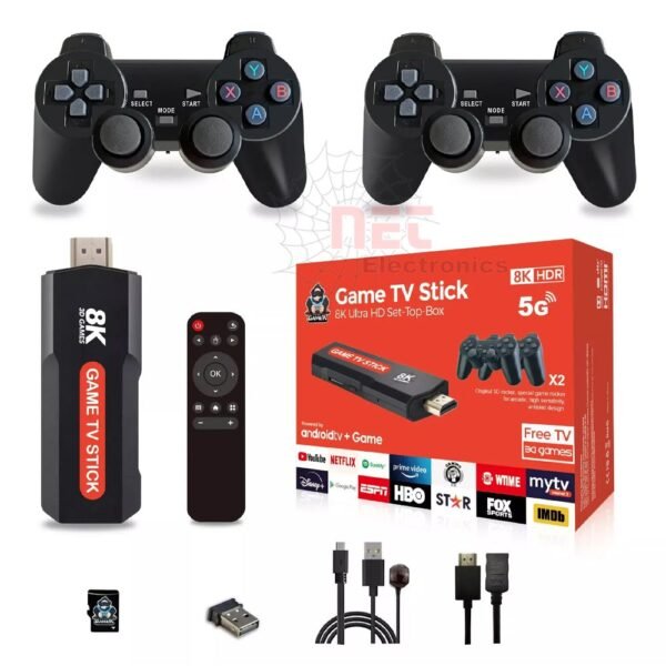 اتاري Game Stick Lite + Android TV 8K - اتاري Game Stick Lite مع نظام أندرويد تي في 8K وأذرع تحكم لاسلكية Game Stick Lite console with Android TV 8K and wireless controllers