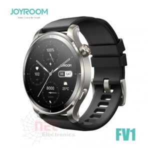 ساعة سمارت JOYROOM SMART WATCH FV1 - ساعة سمارت JOYROOM SMART WATCH FV1 باللون الأسود الأنيق JOYROOM SMART WATCH FV1 sleek design on wrist