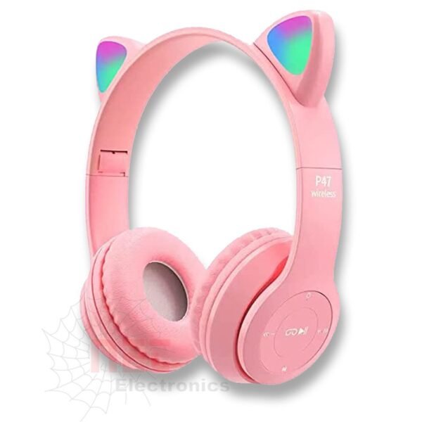 هيدفون بلوتوث P47M ودن قطة - هيدفون بلوتوث P47M ودن قطة بإضاءة ملونة P47M cat ear bluetooth headphone with colorful LED lights