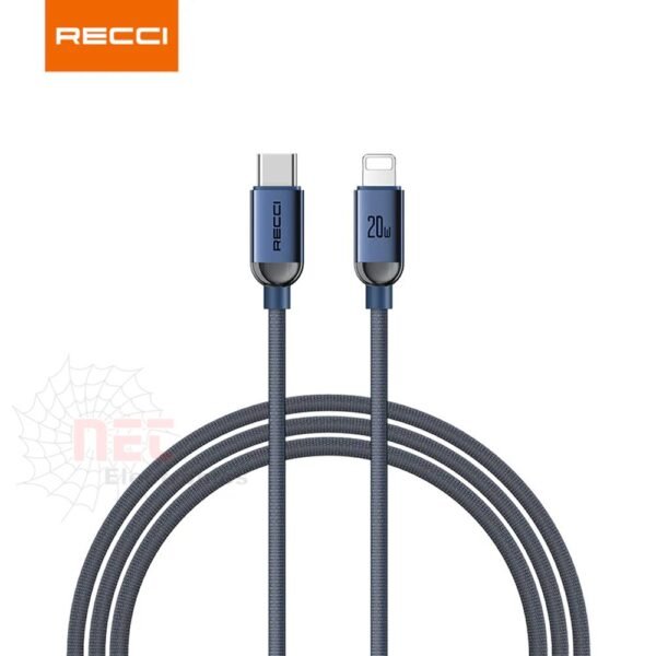 كابل TO TYPE-C ايفون LIGHTING باكت RECCI - كابل TO TYPE-C ايفون LIGHTING باكت RECCI لشحن سريع وآمن RECCI Lighting to Type-C cable for fast charging