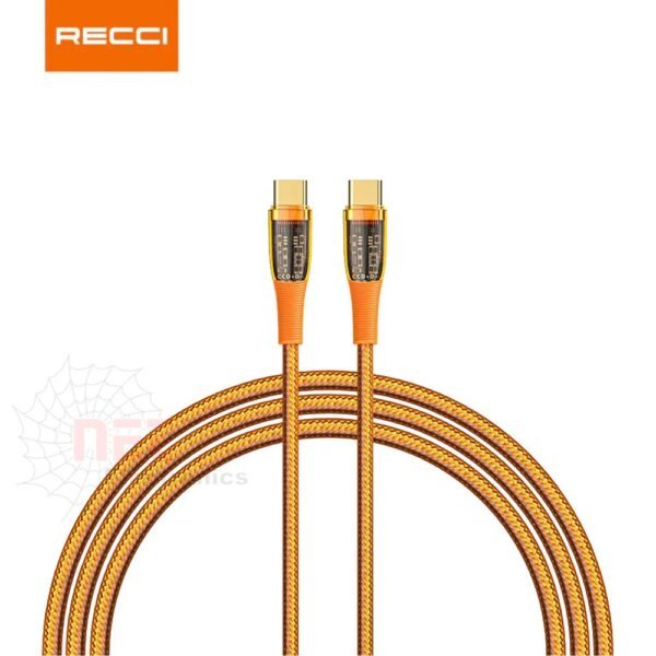 كابل TYPE-C TO TYPE-C أمبير AMBER 100W باكت RECCI - كابل TYPE-C TO TYPE-C أمبير AMBER 100W باكت RECCI للشحن السريع RECCI Amber 100W Type-C to Type-C Cable fast charging
