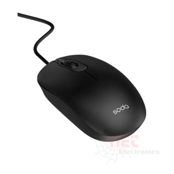ماوس USB من SODA - ماوس USB من SODA أسود اللون بتصميم مريح للاستخدام المكتبي SODA USB Mouse ergonomic design black color for office and laptop use