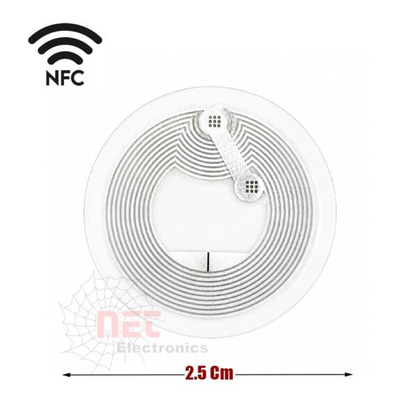 استيكر مدور شفاف 2.5 سم NFC لتقنية الاتصال السريع والذكي Clear round 2.5 cm NFC sticker for smart wireless connectivity