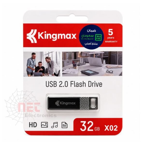 فلاش ميموري 32GB KINGMAX معدن لتخزين ونقل البيانات بسرعة عالية KINGMAX 32GB Metal Flash Drive for fast data storage and transfer
